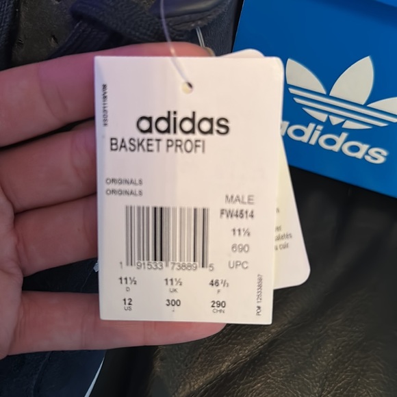 Blue with white stripes, size 12, Adidas Originals Suede High Top Sneakers. - Picture 5 of 7